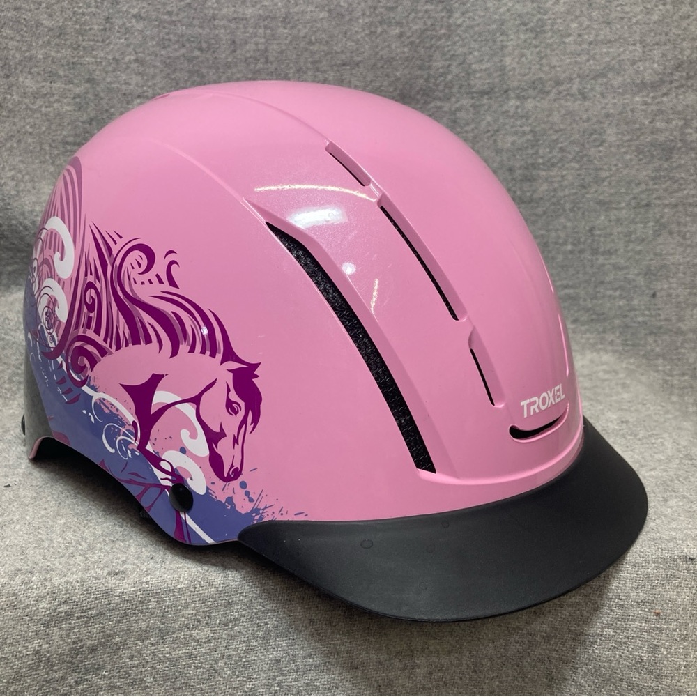 Troxel Riding Helmet Pink Black Purple Sz S Horse Graphic Equestrian Safety Gear